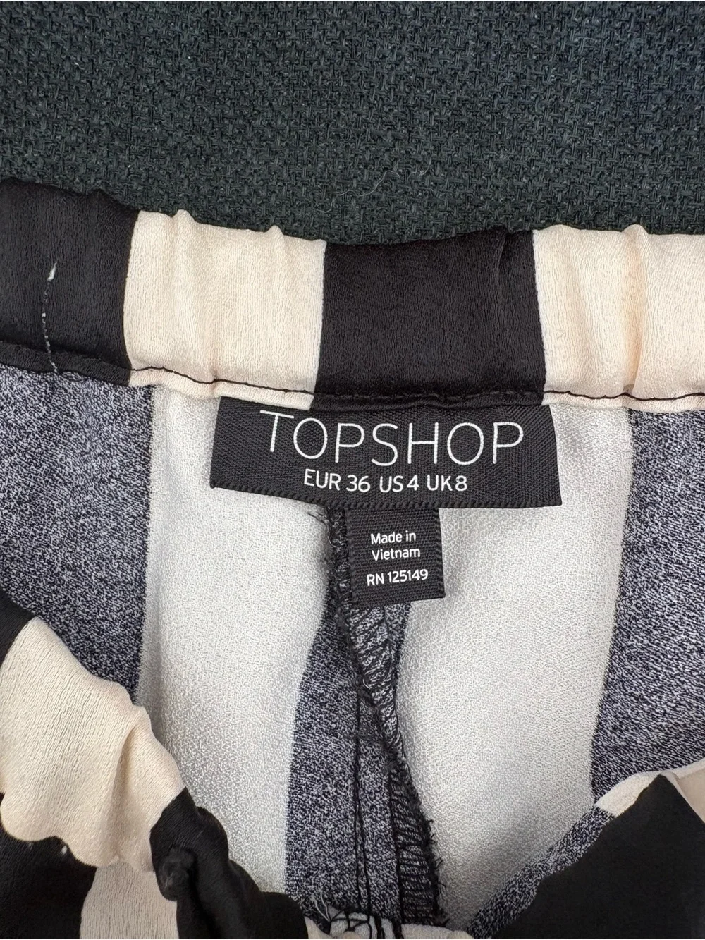Topshop Black and White Wide Leg Drawstring Pants